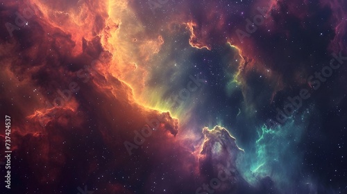 Colourful Nebula in Space: Cosmic Background, Hand Edited Generative AI