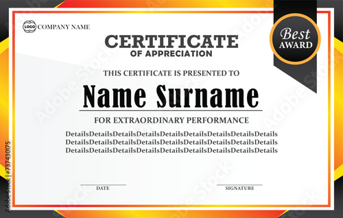 Award Certificate Design Template for Office and Business 22