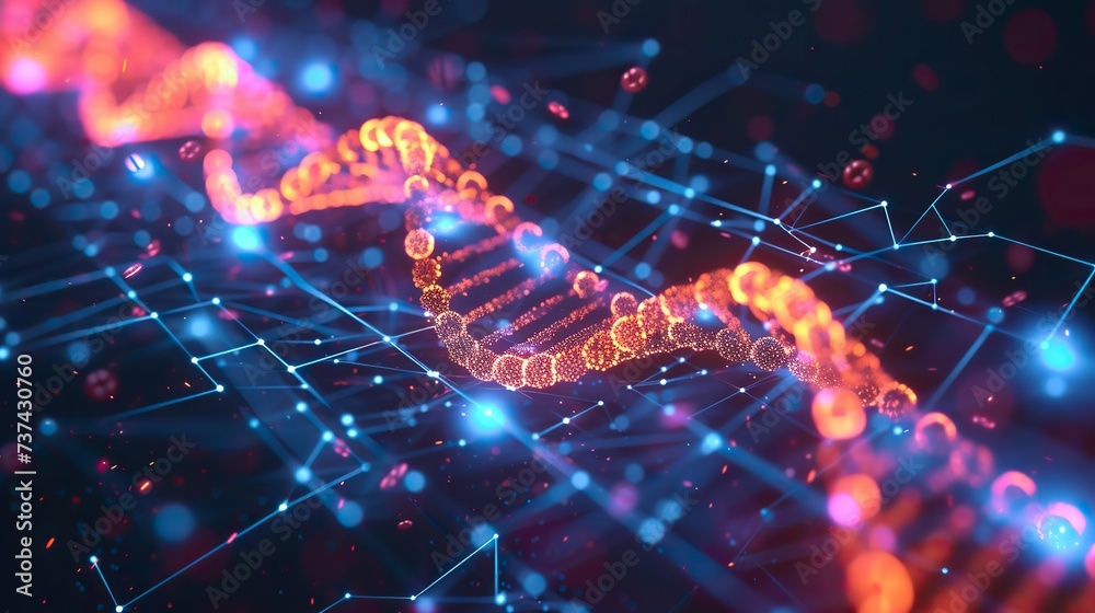A visually captivating abstract representation of a DNA helix within a ...