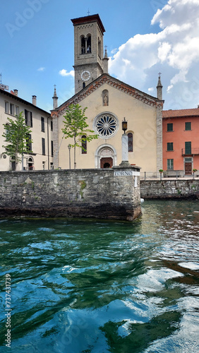 church next to lake Como  Italy  Europe.