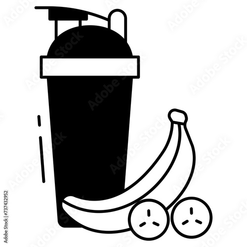 protein shake glyph and line vector illustration