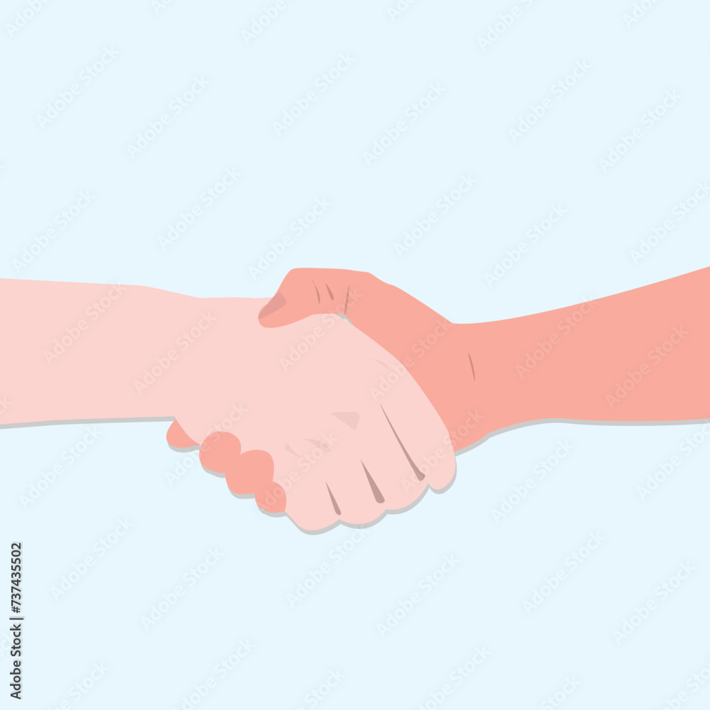 hands hold each other on a light blue background, greeting, business closing, agreement hands hold each other on a light blue background, greeting, business closing, agreement