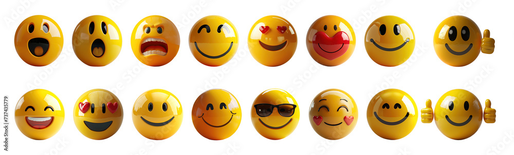 Set of emoji balls isolated on white Set of emoji balls isolated on white