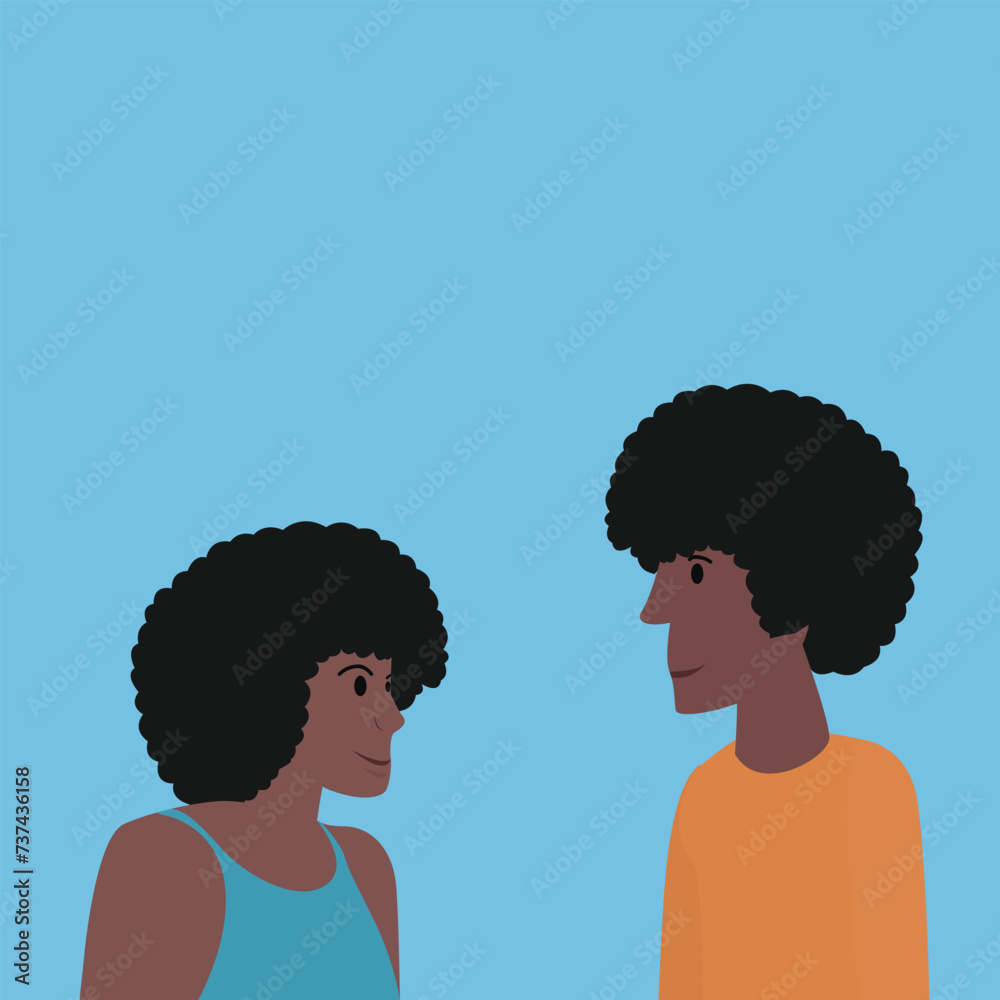 man and woman of African descent on light blue background