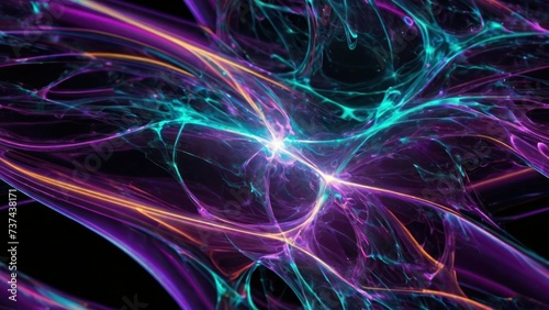 Energy abstract purple waves of magic and electricity iridescent glowing liquid plasma background. generative, ai.