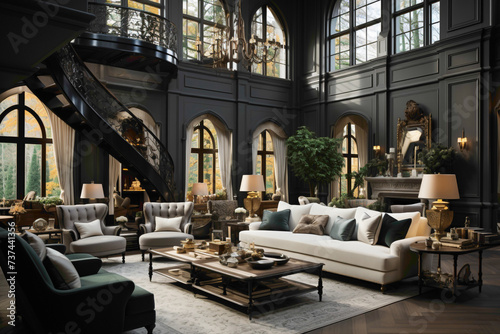 Experience the height of luxury in this living room, featuring exquisite furnishings, opulent decor, and a timeless design that exudes sophistication.