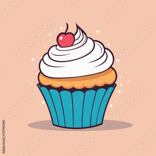Cute cupcake illustration vector design sweet dessert