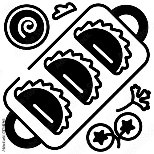 Empanadas glyph and line vector illustration