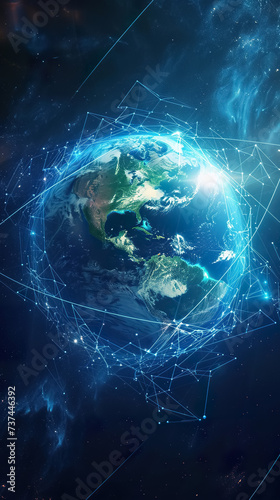 global earth network connection  futuristic planet worldwide networking  cyberspace concept background