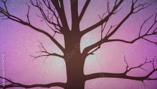 Holographic tree silhouettte on pastel pink background photo