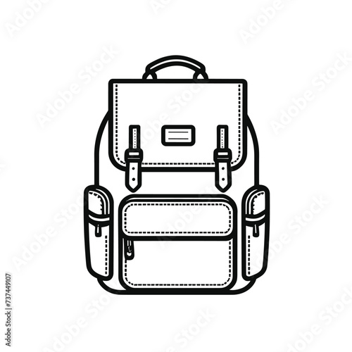 Travel bag black outlined vector illustration