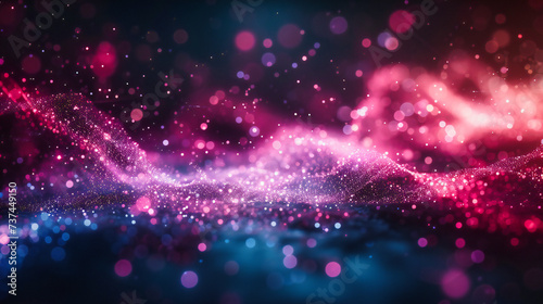 Bright Glowing Bokeh, Abstract Light Background in Blue and Purple, Magical Sparkle and Shine