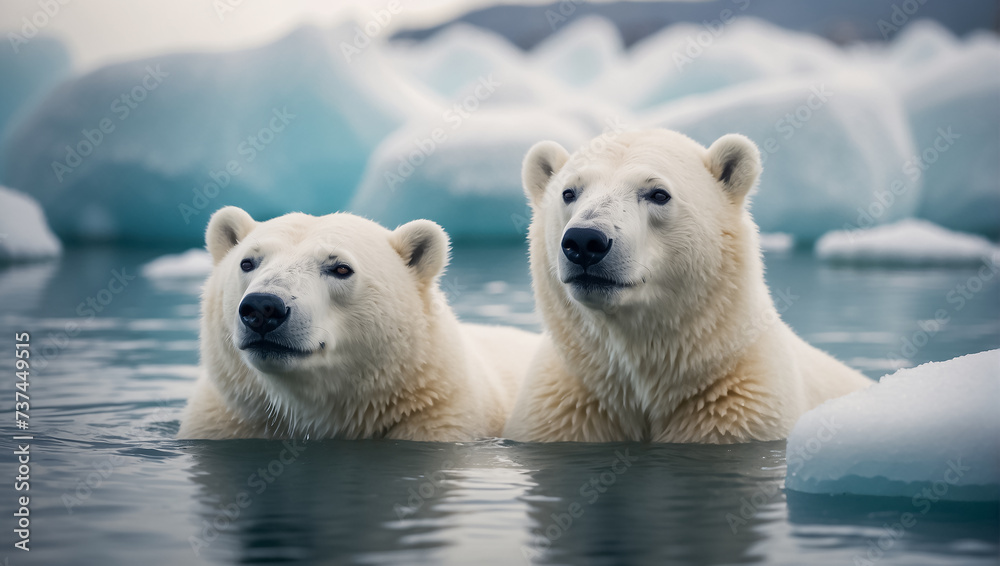 Fototapeta premium White polar bears in the north