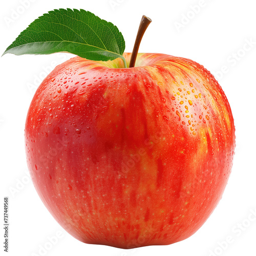 Red Apple Isolated on a White Background, Organic Fruit, Organically Grown Food, Natural Health Agriculture Object, Transparent Ingredient photo
