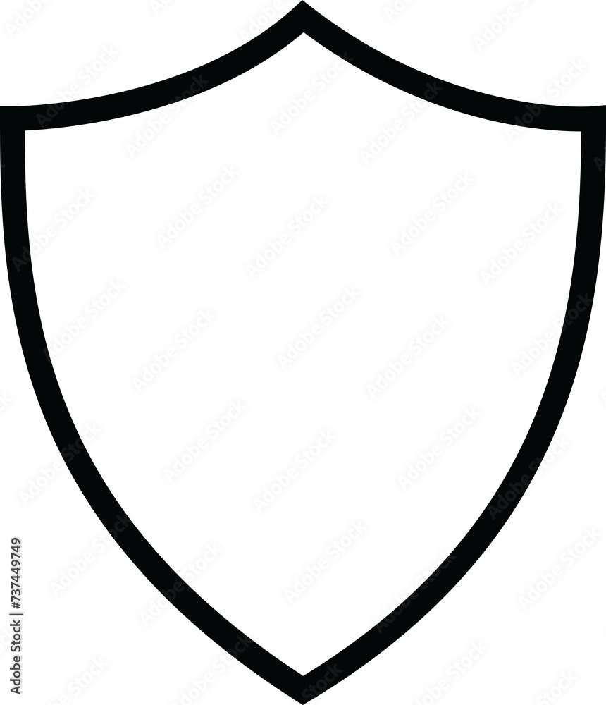 empty shield icon outline on Transparent Background, PNG