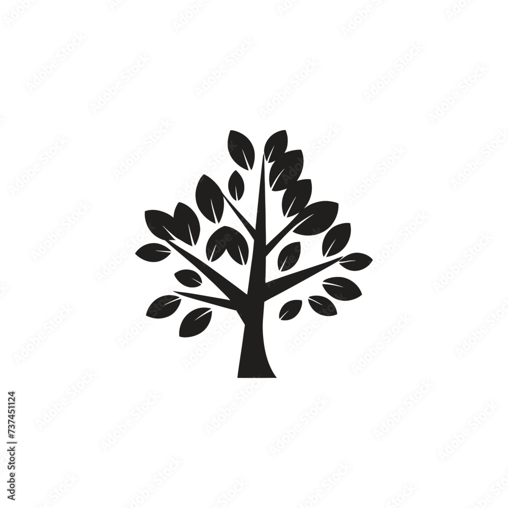 Fototapeta premium Oak Tree with Leaves vector silhouette