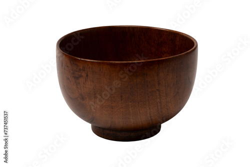Empty wooden bowl isolated on a white background. © Nikolay