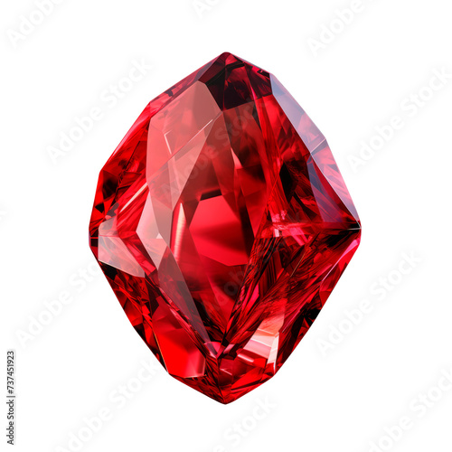 Red gemstone. Isolated on transparent background.