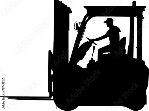 Vektor Silhouette Profil Gabelstapler - Staplerfahrer - Transport von Waren und Material