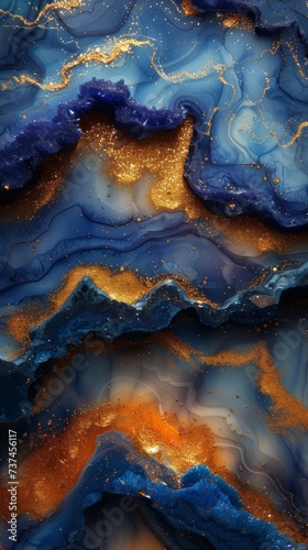 Galactic Marble Texture with Alcohol Ink Colors Generative AI