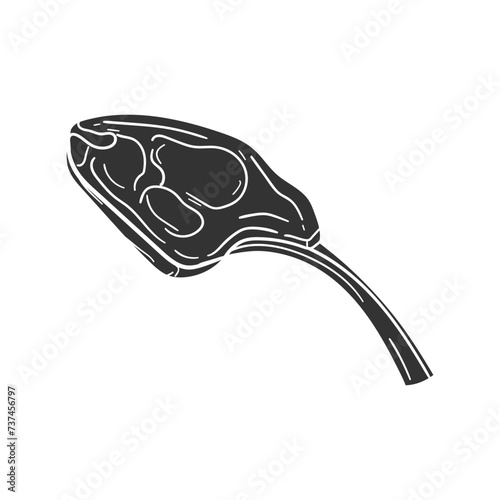Tomahawk Steak Icon Silhouette Illustration. Food BBQ Vector Graphic Pictogram Symbol Clip Art. Doodle Sketch Black Sign.