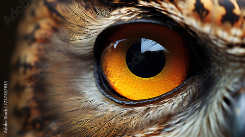 Super Macro Close-up of Owl. Full HD Background. Generative AI,