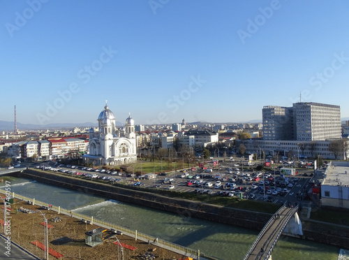 Aerial view of Baia Mare city, Romania, in february