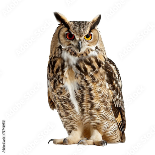owl isolated on a white background with clipping path. © Alina