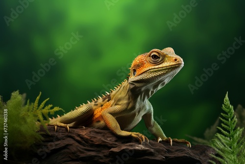 Mesmerizing Lizard view colorful background. Eye predator. Generate Ai