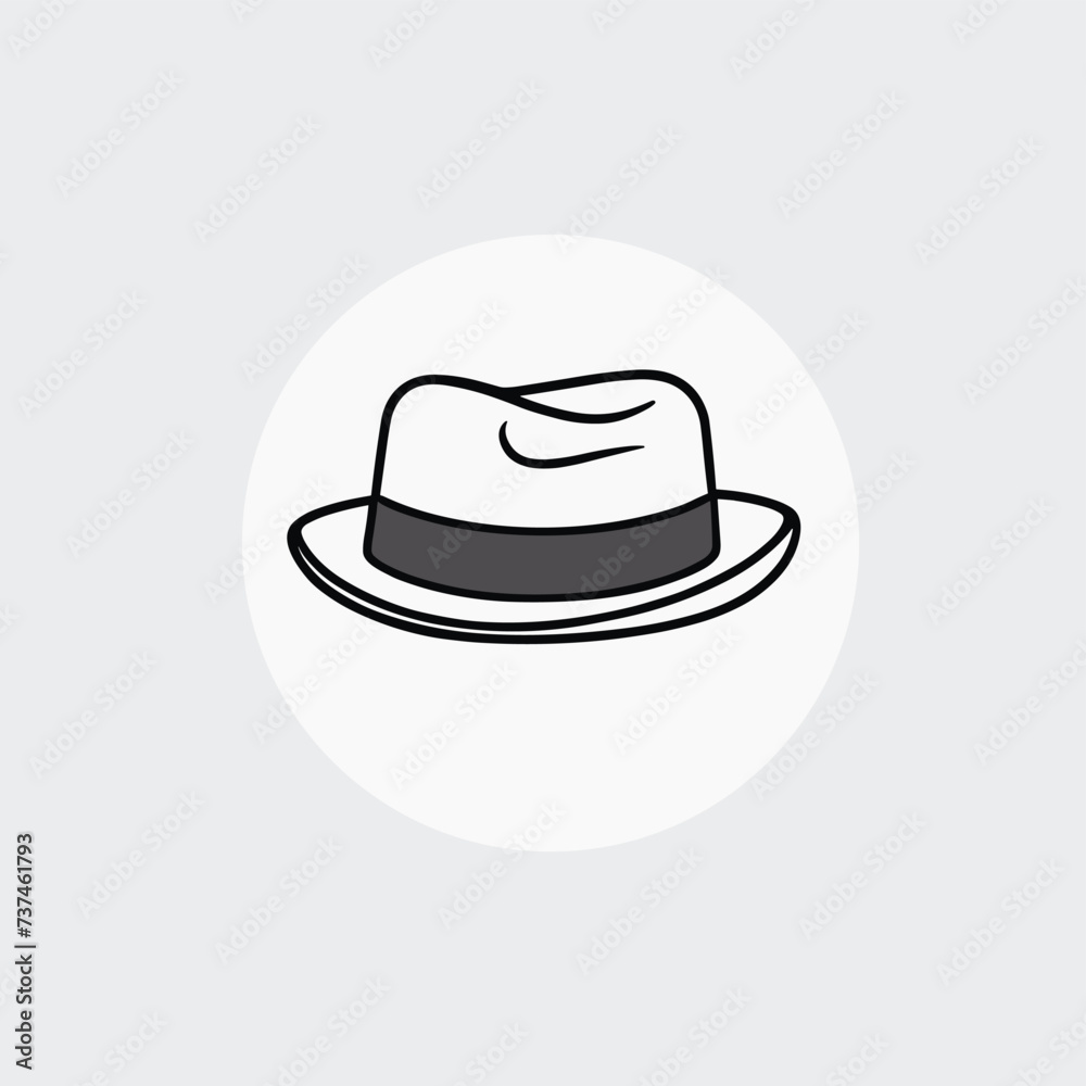 Stylish hand-drawn style fedora hat illustration flat vector design Stylish hand-drawn style fedora hat illustration flat vector design