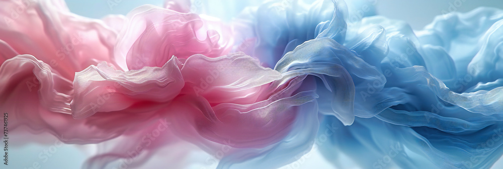 Abstract Liquid Art, Colorful Paint Waves in Blue and Pink, Creative Watercolor Background Design