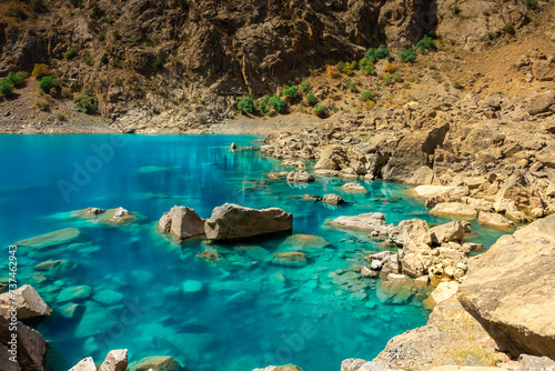 Crystal clear water of the Seven Lakes, Fann Mountains, Tajikistan