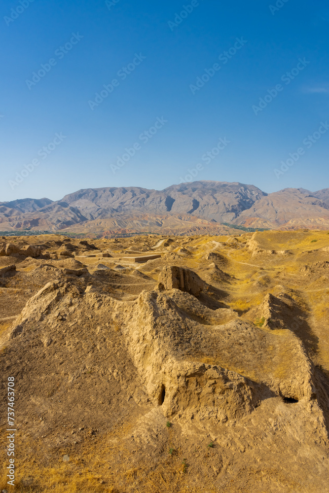 Fototapeta premium Ruins of Ancient Panjakent, old settlement in Tajikistan