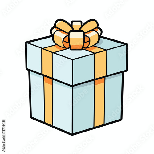 Gift box with ribbon flat cartoon illustration vector design