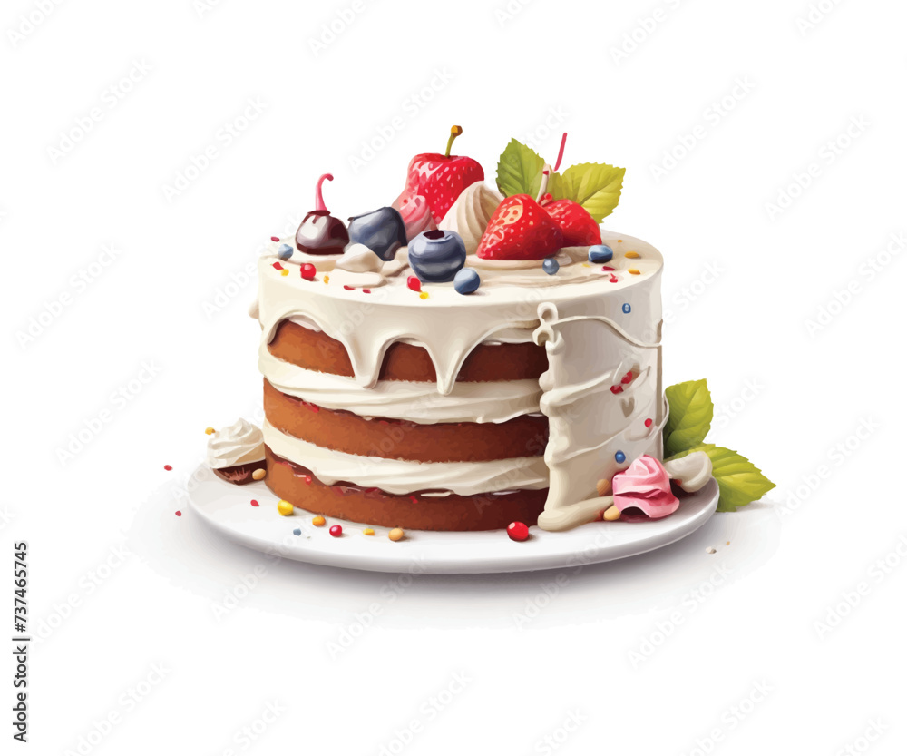 Cake for birthday vector design for wish or birthday banner, card design, wish with cake Cake for birthday vector design for wish or birthday banner, card design, wish with cake