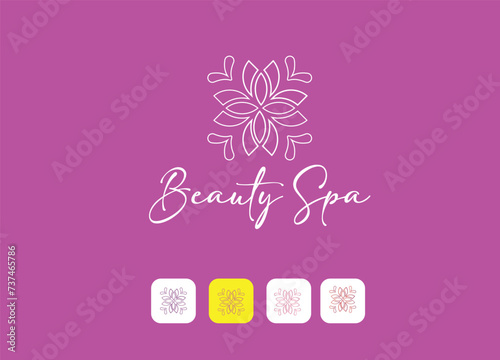 Spa & salon logo. A set of female hand logos in a minimal linear style. Vector logo design Templates with different hand gestures, Crystal. For cosmetics, beauty, tattoo, Spa, feminine, jewelry store 