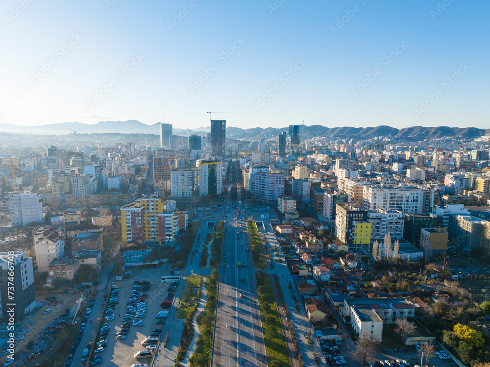 Albania. Tirana north city view in the morning 14 february 2024