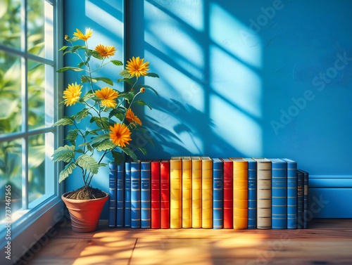 A Scholarly Array of Books and Literature, Stacked and Lined on Shelves, Inviting a Journey of Learning and Imagination