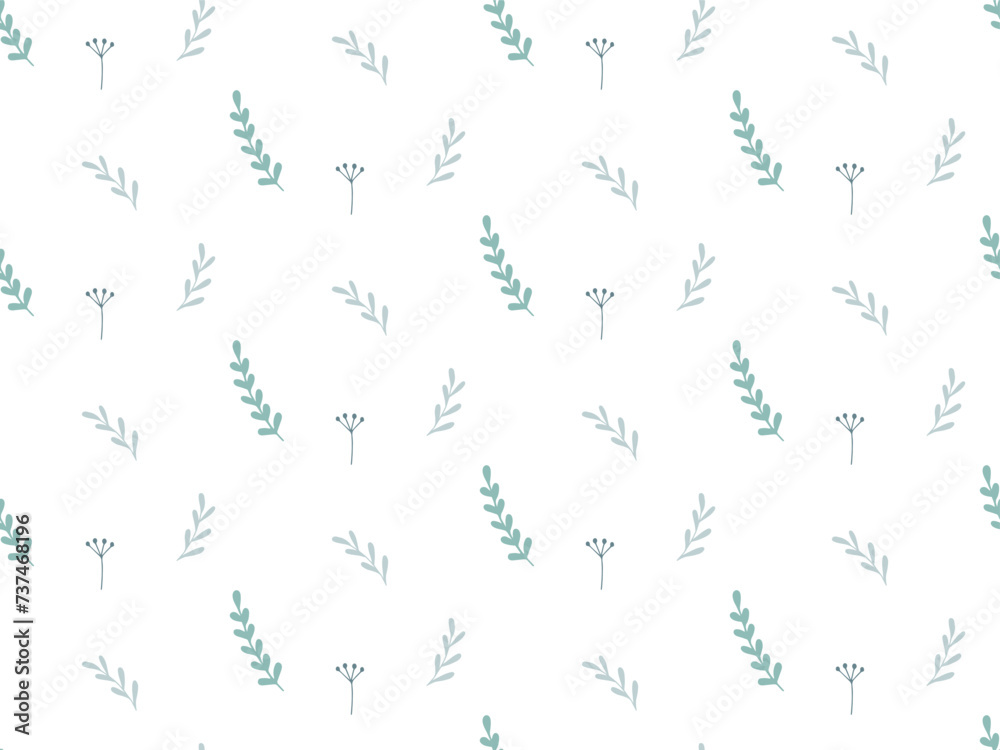 Botanical Simple seamless Pattern. Branches with leaves in green pastel colors. Foliage Spring summer background. Abstract doodle Plant illustration for Design wallpaper, cover, fabric printing Botanical Simple seamless Pattern. Branches with leaves in green pastel colors. Foliage Spring summer background. Abstract doodle Plant illustration for Design wallpaper, cover, fabric printing