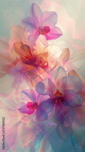 Elegant orchid flowers with pastel colors