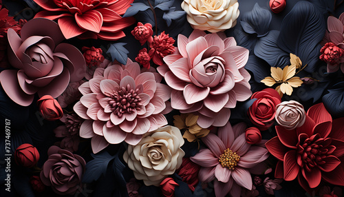 Floral backdrop showcases nature elegance in a colorful bouquet generated by AI © djvstock