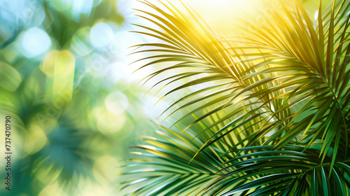 A Lush Green Palm Against a Sky Blue Backdrop  Symbolizing Tropical Escapes and the Vibrant Life of Exotic Locales