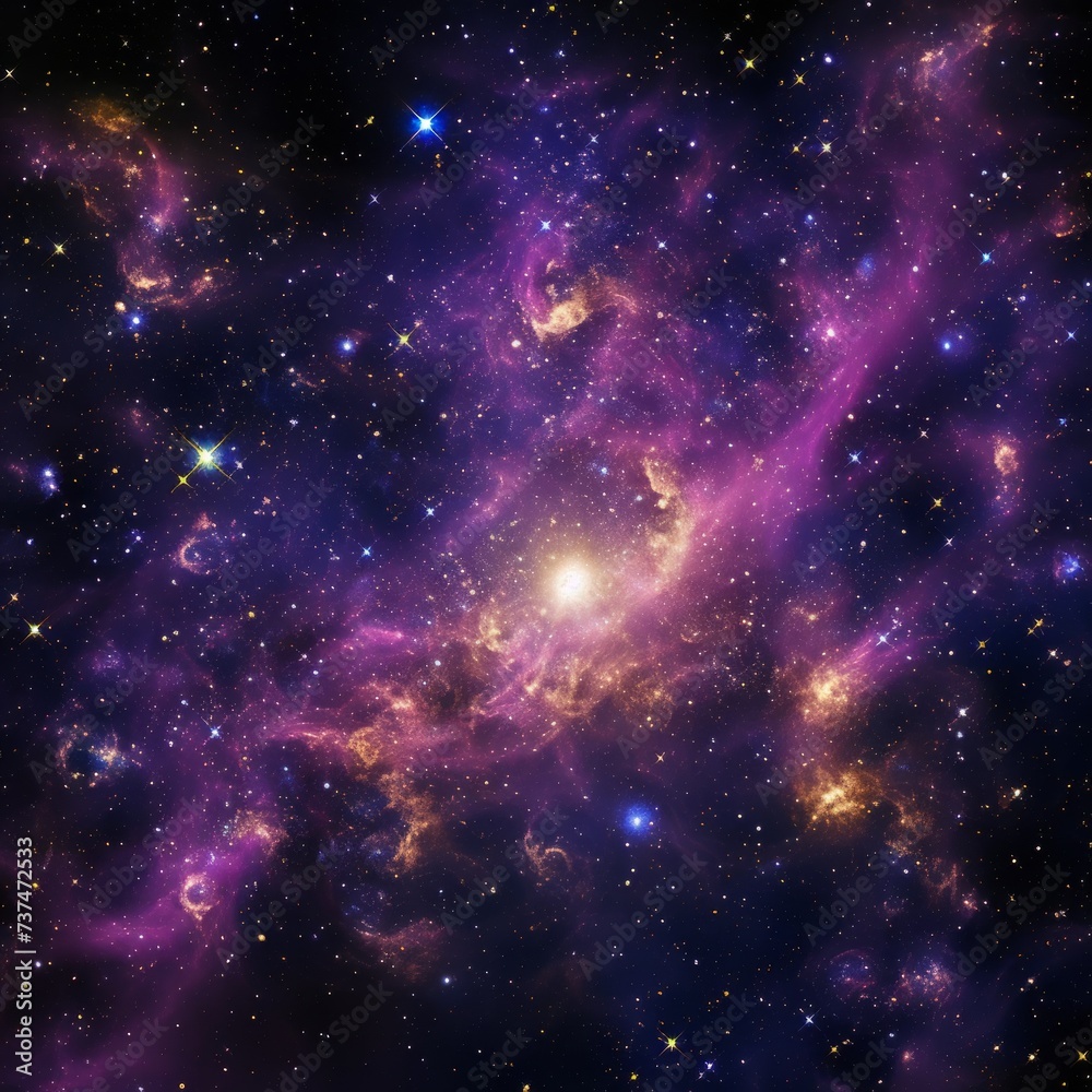 Amazing Space Stars And Purple Nebula