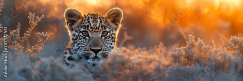 African Leopard Basking in the Evening Glow Generative AI photo