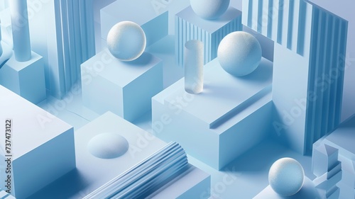 Minimalist Blue Spheres Design - A calming digital art piece with minimalist blue spheres, portraying simplicity and modern aesthetics
