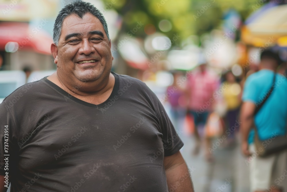 Fototapeta premium fat man with obesity ,unhealthy living concept