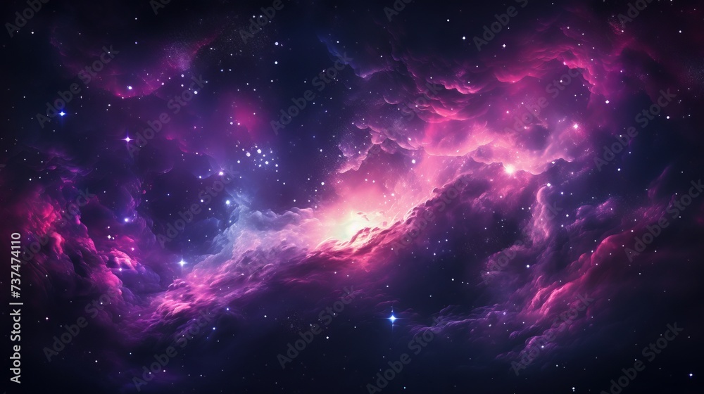 Interstellar Space Travel Through a Purple Nebula
