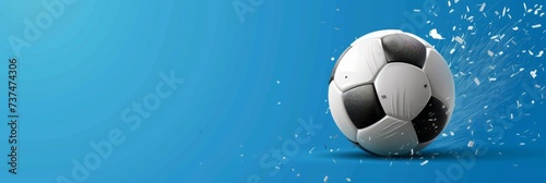 Soccer Ball with Blue Energy - Soccer ball with an explosive blue energy background, copy space ,banner, advertising