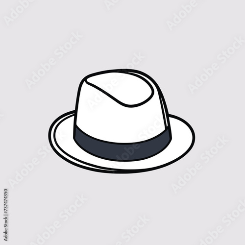 Stylish hand-drawn style fedora hat illustration flat vector design