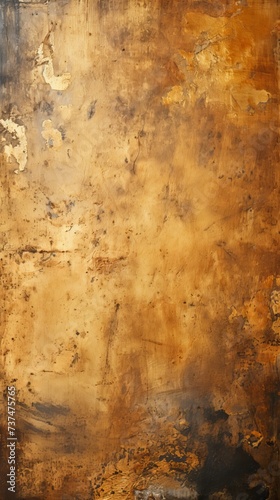 Golden abstract painting with a rough texture